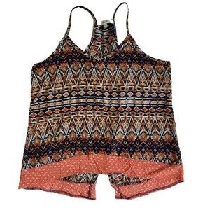 AnM blue white orange split back racerback tank top sz M